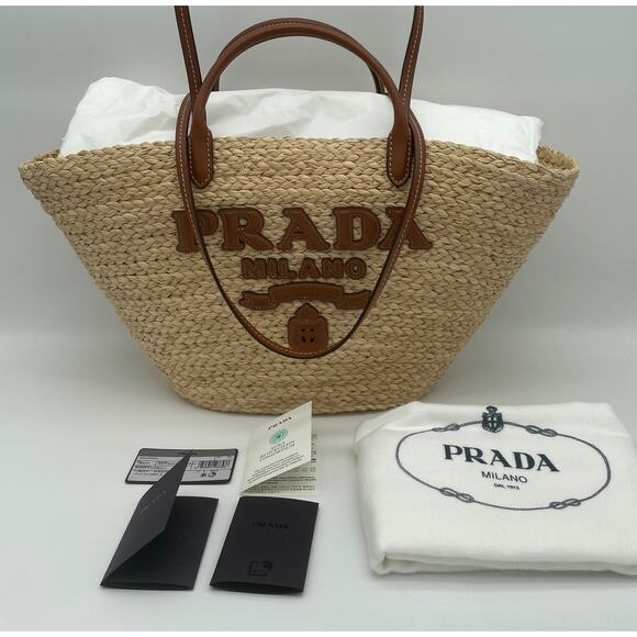 SOLD!❌❌BRAND NEW PRADA RAFFIA STRAW SUMMER SHOULDER TOTE BAG AUTHENTIC! - Picture 5 of 15